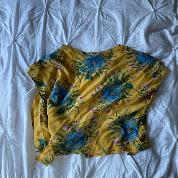 Madewell Silk Side-Tie Wrap Top in Painted Bloom - Picture 5 of 6